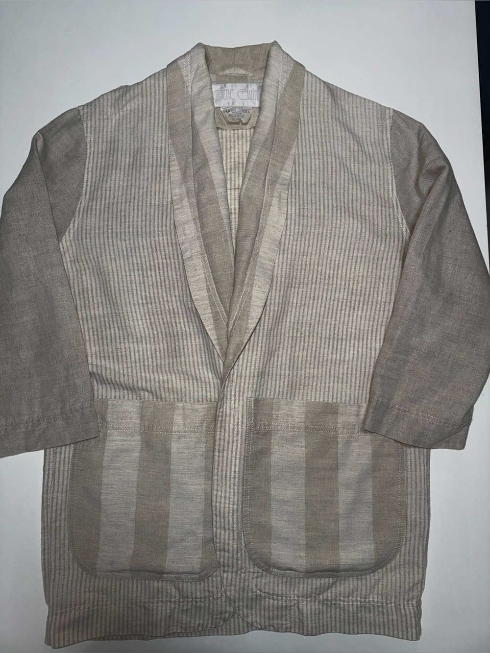 Vintage Gene Ewing BIS Women’s Linen Cotton Jacket S Striped Oversized Artwear
